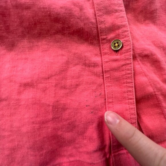 Lauren Ralph Lauren Button Up Shirt Womens Large Linen Long Sleeve Salmon - Picture 10 of 13